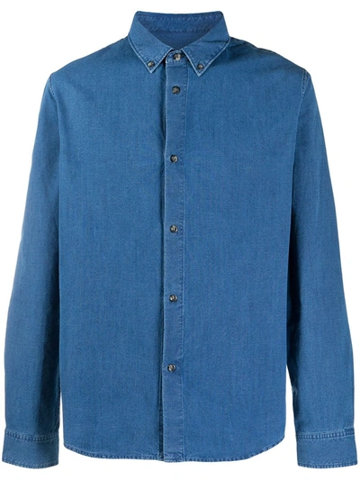 A.p.c. Button Down Shirt - Denim In Blue