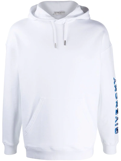 Givenchy Tufted Logo Cotton  Sweatshirt Hoodie In White