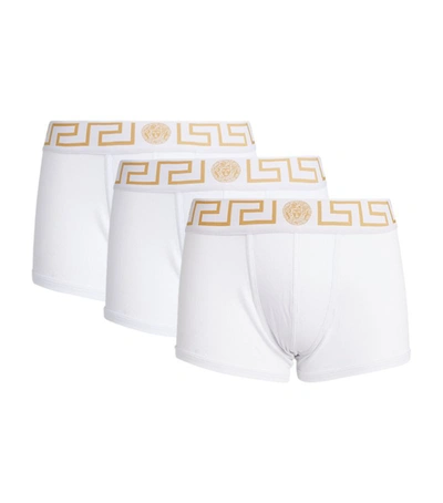 Versace Pack Of 3 Greca Stretch Boxer Briefs In White