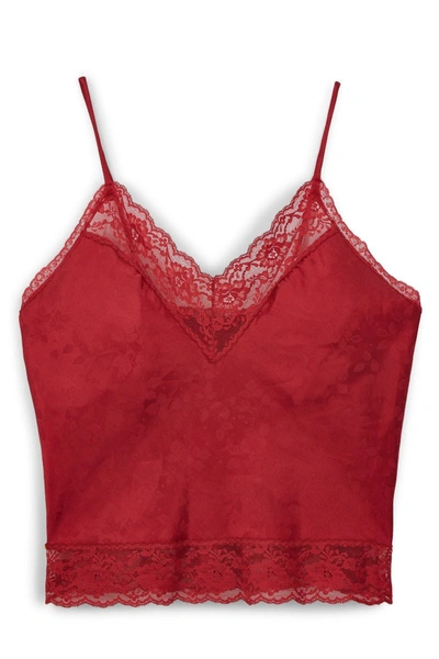 Pre-owned Dior Red Satin Lace-trim Camisole