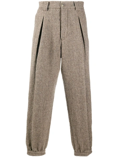 Giorgio Armani Taupe Virgin Wool Trousers In Brown