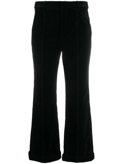 Saint Laurent Cropped Trousers In Black Velvet