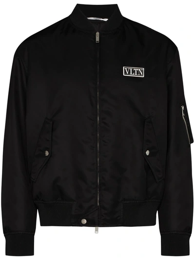 Valentino Vltn Print Bomber Jacket In Nero