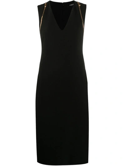 Versace Zip-detail Midi-dress In Black
