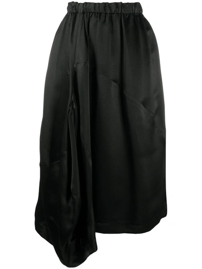 Comme Des Garçons Comme Des Garçons Asymmetric Draped Midi Skirt In Black