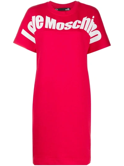 Love Moschino Logo Print Jumper Dress In Red