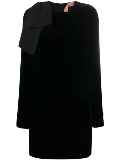 N°21 Bow-detail Shift Mini Dress In Black