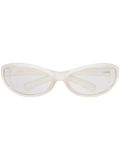 Pre-owned Versace 1990s Oval-frame Sunglasses In Neutrals