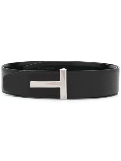 Tom Ford T-buckle Leather Belt In Black