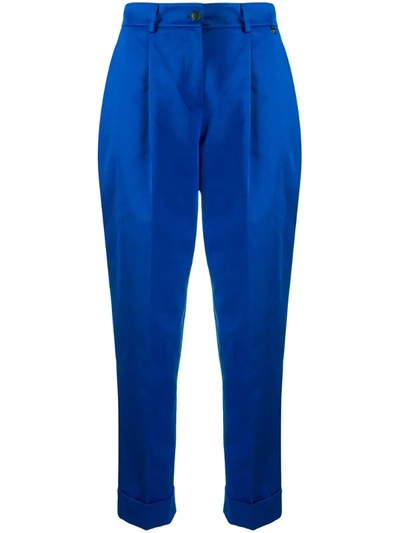 Twinset High-waisted Cropped Trousers In Blue