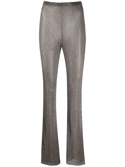 Mugler High Waisted Flare Trousers In Brown