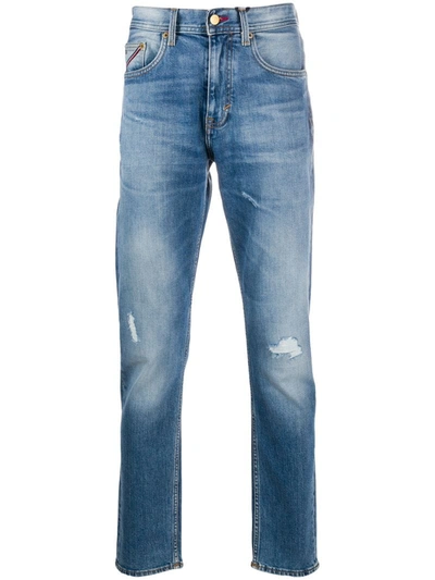 Tommy Hilfiger Stonewashed Straight-fit Jeans In Blue