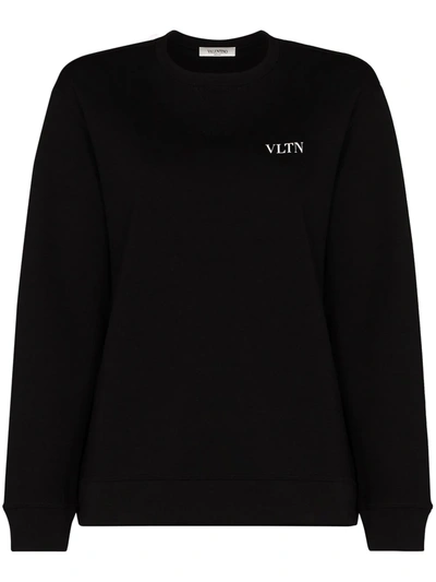 Valentino Logo-print Long-sleeve Sweatshirt In Schwarz