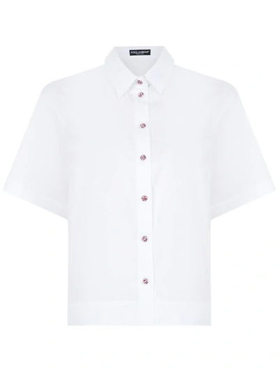 Dolce & Gabbana Short-sleeve Buttoned Shirt In White