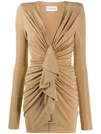 Alexandre Vauthier Ruffle Front Mini Dress In Gold | ModeSens