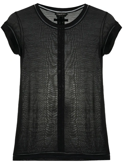 Tom Ford Short Sleeve Knitted Top In Black