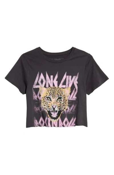 Prince Peter Long Live Cheetah Crop Graphic Tee In Off Black