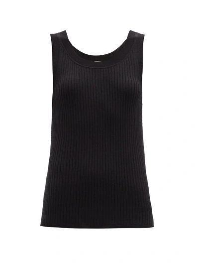 The Row Aniela Scoop-neck Merino-wool Blend Tank Top In Black