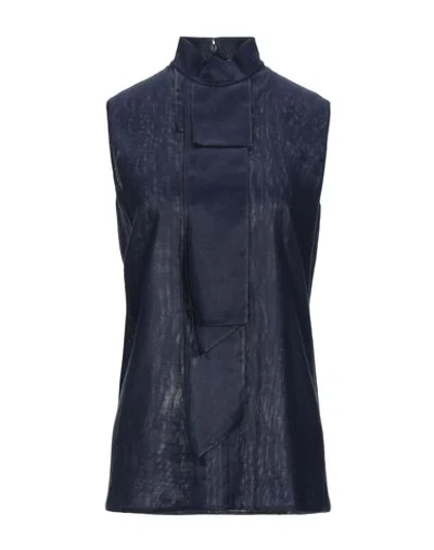 Celine Silk Top In Dark Blue