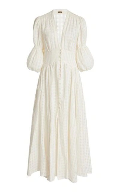 Cult Gaia Willow Button-front Linen Gauze Midi Dress In White