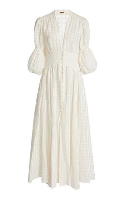 Cult Gaia Willow Button-front Linen Gauze Midi Dress In White | ModeSens