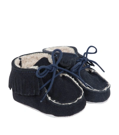 Tartine Et Chocolat Fringed Lace-up Booties In Blue