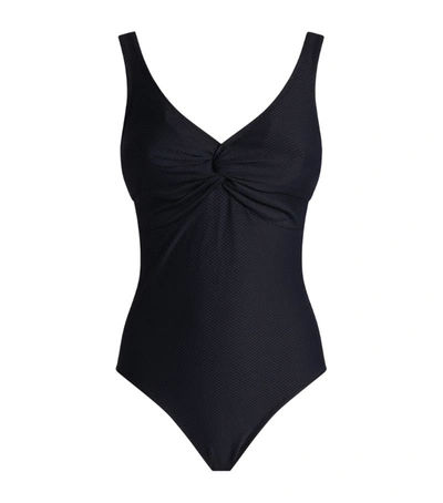 Heidi Klein Twist-front Swimsuit In Black