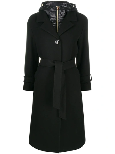 Herno Padded Hood Tie Coat In Black
