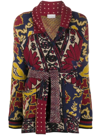 Pierre-louis Mascia Patchwork-print Wool Cardi-coat In Red