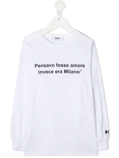 Msgm Kids' Logo-print Sweatshirt In White