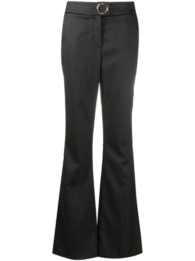 Cavalli Class Metal-embellished Flared Trousers In Grey