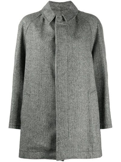 Jejia Raglan-sleeves Chevron Coat In Grey