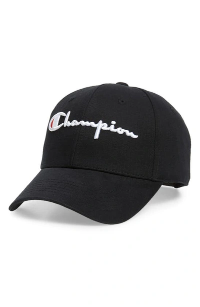 Champion Men's Black Classic Script Adjustable Hat