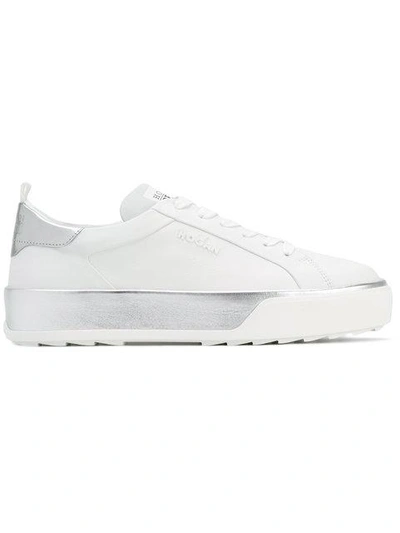 Hogan Rebel Leather Platform Sneakers In White