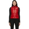 Moncler Ghany Short Shiny Nylon Down Vest In Red