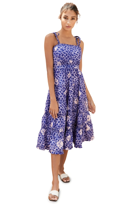 Ulla Johnson Eryn Printed Poplin Midi Dress In Cobalt