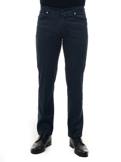 Kiton 5-pocket Trousers Blue Linen Man