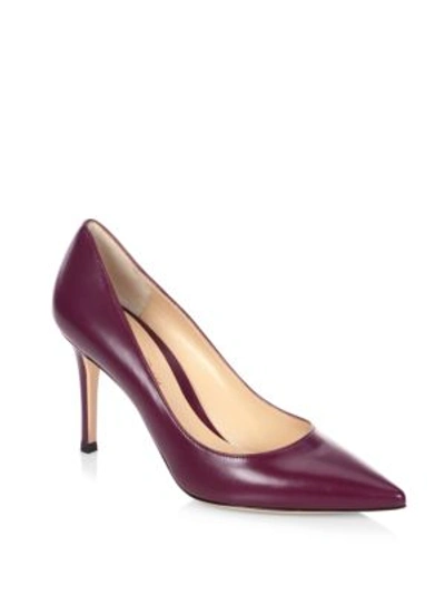 Gianvito Rossi Leather Point Toe Pumps In Prune