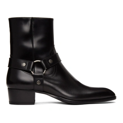 Saint Laurent Black Wyatt Harness Boots