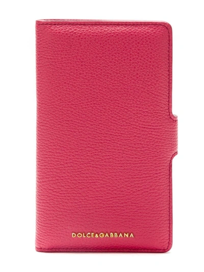 Dolce & Gabbana Leather Flap Iphone Case In Pink