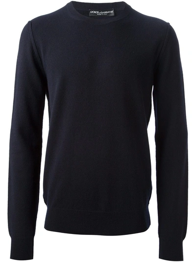 Dolce & Gabbana Crew Neck Sweater In Blue