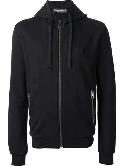 Dolce & Gabbana Drawstring Hoodie In Very Dark Blue 1