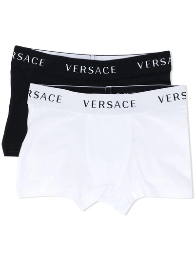 Young Versace Kids' Logo Print Boxers In White
