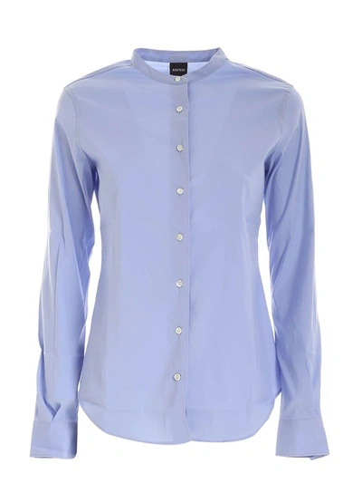 Aspesi Mandarin Collar Shirt In Light Blue