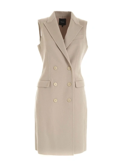 Theory Wool And Cashmere Waistcoat In Sand Color In Beige
