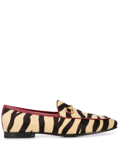 Gucci New Jordaan Zebra-print Calf Hair Loafers In Bianca Moro Nero