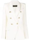 Balmain Double Breasted Structured Blazer In White
