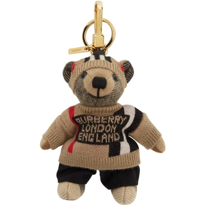 Burberry Thomas Bear Keyring In Beige,black,red