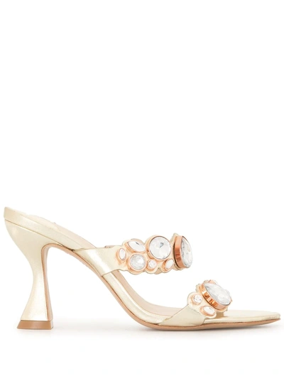 Sophia Webster Ritzy 85 Crystal-embellished Leather Mules In Gold