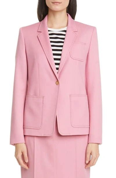 Max Mara Berlina Topstitch Wool Jacket In Pink